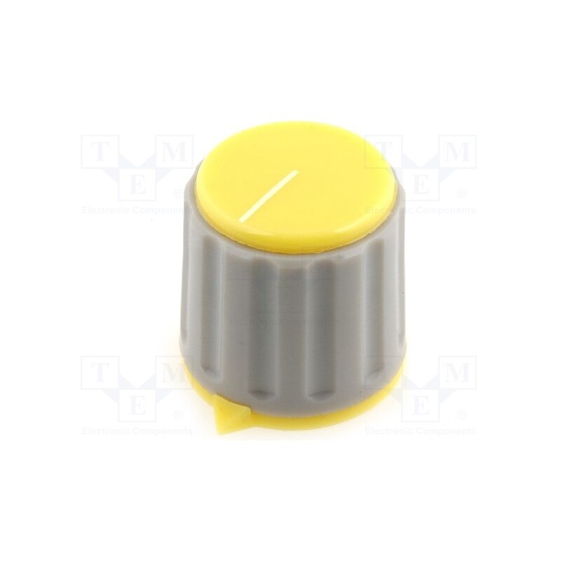 1 pcs x SR PASSIVES - GWW21-YL - Knob, with pointer, Øshaft: 6mm, Ø21.3x20mm, Shaft: knurled, yellow