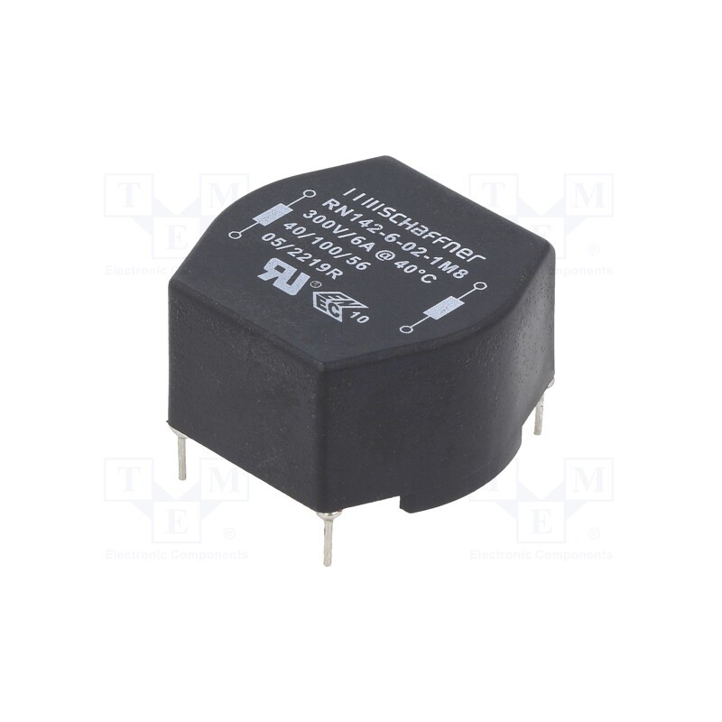 1 pcs x SCHAFFNER - RN142-6-02-1M8 - Inductor: wire with current compensation, THT, 1.8mH, 6A, 20mΩ