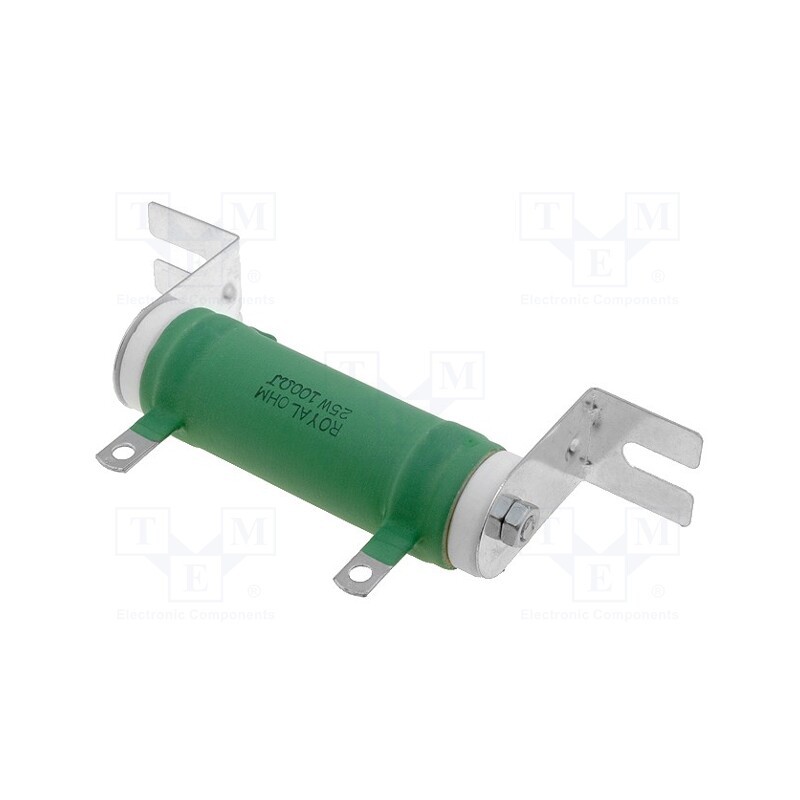 1 pcs x ROYAL OHM - QL0025J0101000 - Resistor: wire-wound, 100Ω, 25W, ±5%, Ø22x60mm, 300ppm/°C