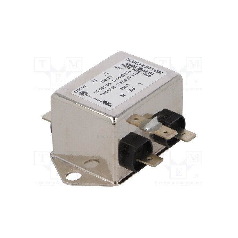 1 pcs x SCHURTER - 5500.2644.01 - Filter: anti-interference, 250VAC, Ioper.max: 12A, Ir: 0.5mA