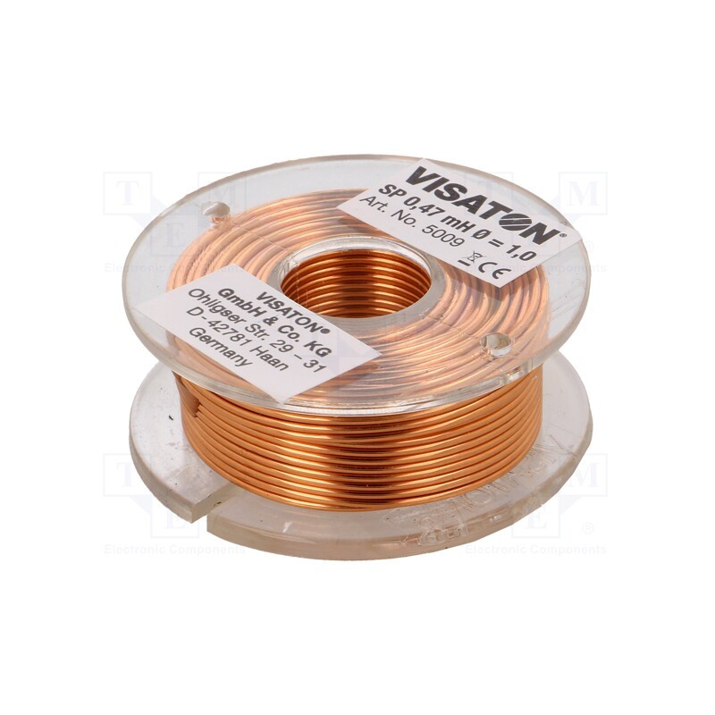 1 pcs x VISATON - 5009 - Inductor: air coil, 0.47mH, 0.36Ω, Ø: 48mm, H: 18mm, Øcore: 1mm