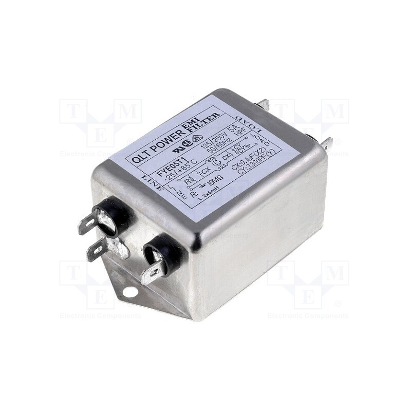 1 pcs x QLT POWER - FYE05T1 - Filter: anti-interference, 250VAC, Cx: 100nF, Cy: 3.3nF, 5mH, 10MΩ