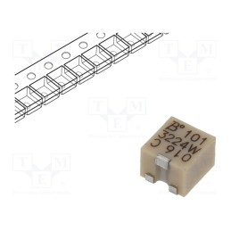 1 pcs x BOURNS - 3224W-1-101E - Potentiometer: mounting, 100Ω, 250mW, SMD, ±10%, 100ppm/°C, linear