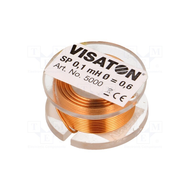 1 pcs x VISATON - 5000 - Inductor: air coil, 0.1mH, 0.35Ω, Ø: 25mm, H: 12mm, Øcore: 0.6mm