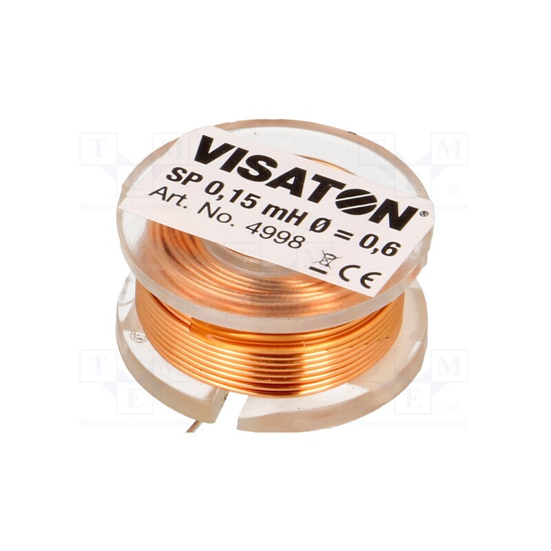1 pcs x VISATON - 4998 - Inductor: air coil, 0.15mH, 0.45Ω, Ø: 25mm, H: 12mm, Øcore: 0.6mm