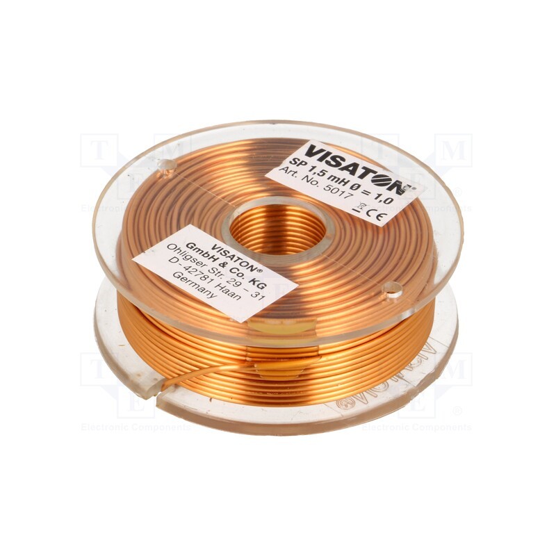 1 pcs x VISATON - 5017 - Inductor: air coil, 1.5mH, 0.7Ω, Ø: 58mm, H: 18mm, Øcore: 1mm