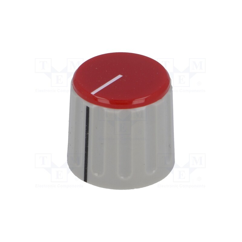 1 pcs x SCI - RN-110E-R6.1 - Knob, with pointer, ABS, Øshaft: 6mm, Ø21.3x18.8mm, grey, red