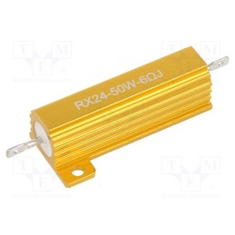 1 pcs x SR PASSIVES - AHP50W-6RJ - Resistor: wire-wound, with heatsink, 6Ω, 50W, ±5%, 50ppm/°C, 38.5mm