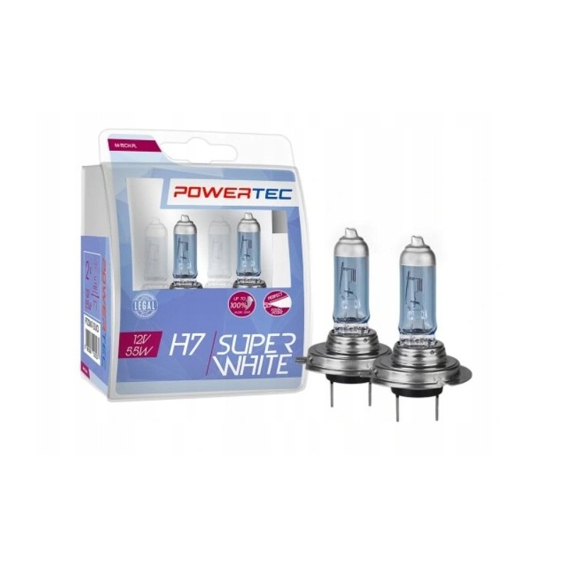 M tech powertec super white h7 55w 12v x2 bulbs