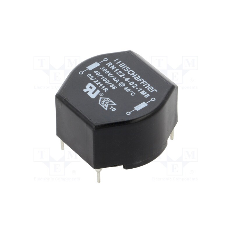 1 pcs x SCHAFFNER - RN122-4-02-1M8 - Inductor: wire with current compensation, THT, 1.8mH, 4A, 42mΩ