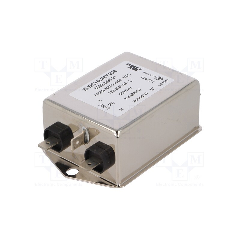 1 pcs x SCHURTER - 5500.2635.01 - Filter: anti-interference, 250VAC, Ioper.max: 10A, Ir: 1mA, Poles: 1