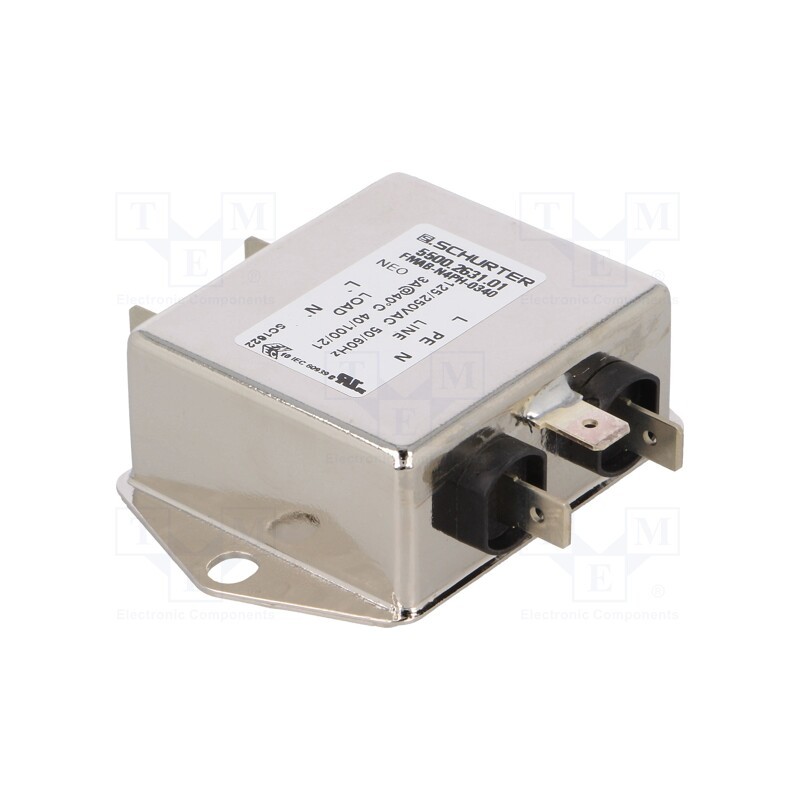 1 pcs x SCHURTER - 5500.2631.01 - Filter: anti-interference, 250VAC, Ioper.max: 3A, Ir: 0.5mA