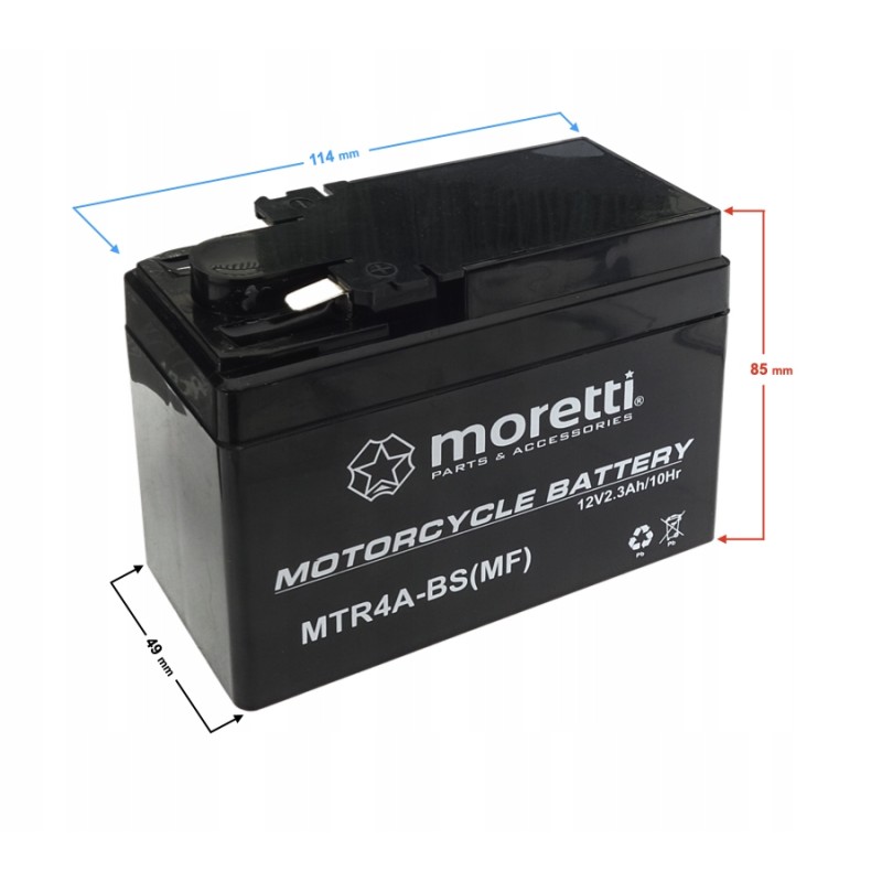 Quad battery 2 3ah mtr4a bs gel atv