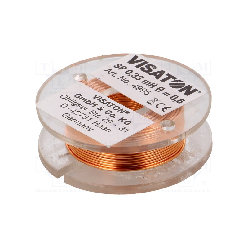 1 pcs x VISATON - 4995 - Inductor: air coil, 0.33mH, 0.68Ω, Ø: 37mm, H: 12mm, Øcore: 0.6mm