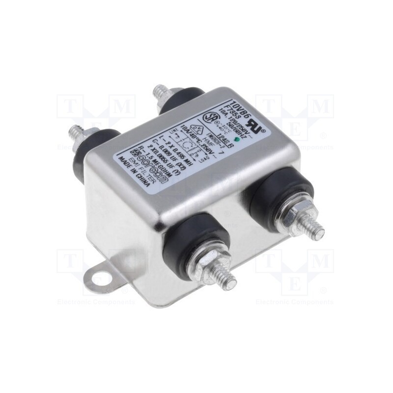 1 pcs x TE Connectivity - 1-6609021-2 - Filter: anti-interference, single-phase, 250VAC, Ioper.max: 10A