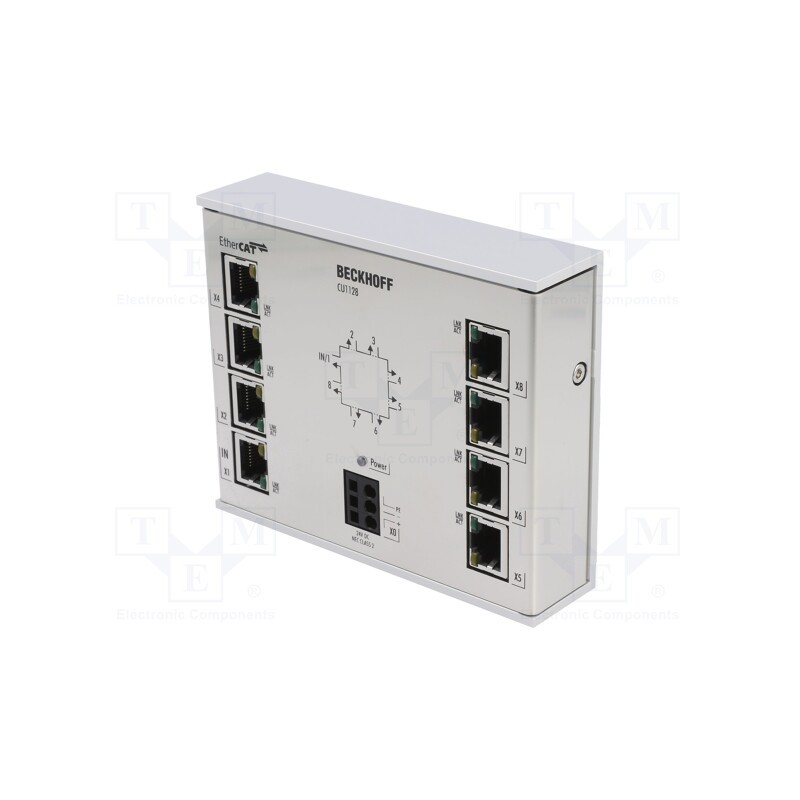 1 pcs x Beckhoff Automation - CU1128 - Communication, Number of ports: 8, 24VDC, for DIN rail mounting