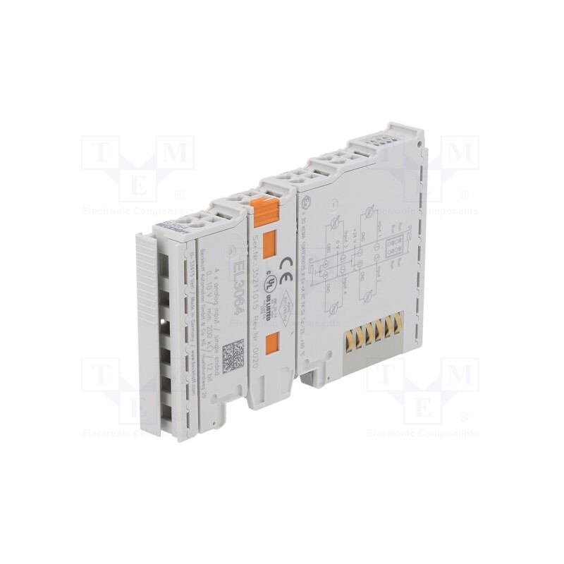 1 pcs x Beckhoff Automation - EL3064 - Analog input, Resolution: 12bit, IP20, EtherCAT, IN: 4, IN 1: 0÷10V