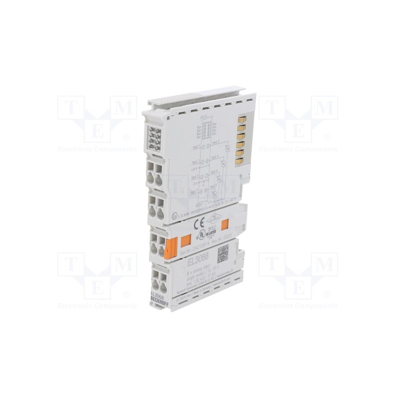 1 pcs x Beckhoff Automation - EL3068 - Analog input, Resolution: 12bit, IP20, EtherCAT, IN: 8, IN 1: 0÷10V