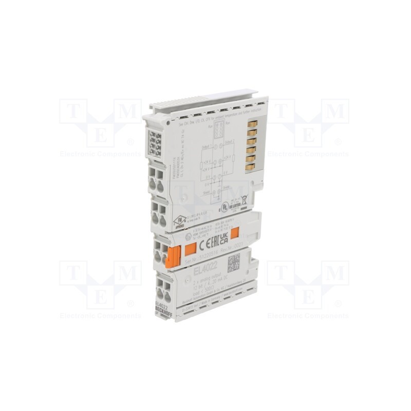 1 pcs x Beckhoff Automation - EL4022 - Analog output, 24VDC, Resolution: 12bit, IP20, EtherCAT, OUT: 2