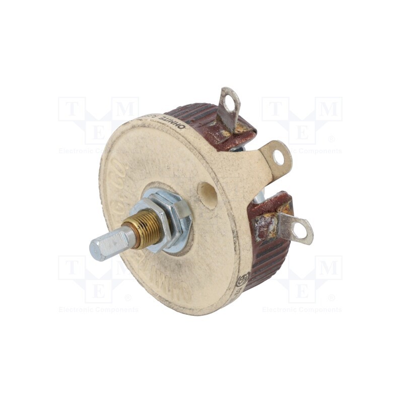 1 pcs x OHMITE - RJS8R0E - Potentiometer: shaft, 8Ω, 50W, 6.35mm, Shaft: D spring, wirewound