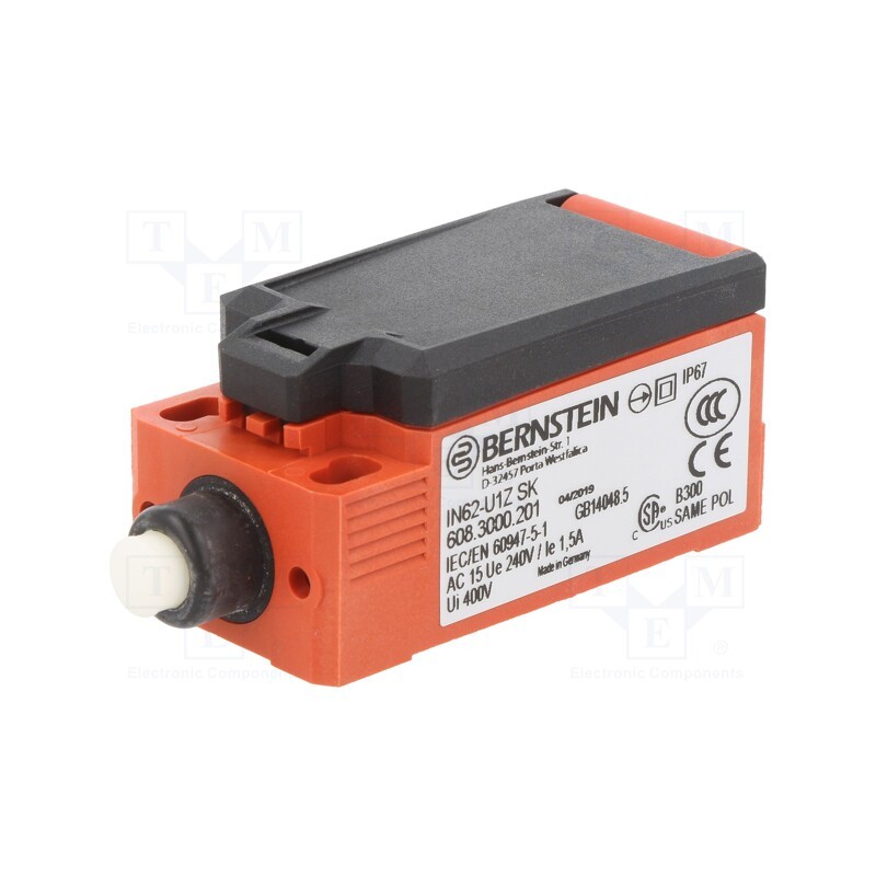 1 pcs x BERNSTEIN AG - IN62-U1Z SK - Limit switch, NO + NC, 5A, max.240VAC, max.24VDC, M20, IP66