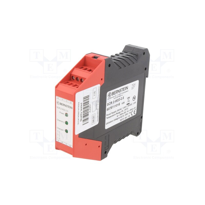 1 pcs x BERNSTEIN AG - SCR 2-W22-2.5 - Module: safety relay, SCR ON, 24VAC, 24VDC, for DIN rail mounting
