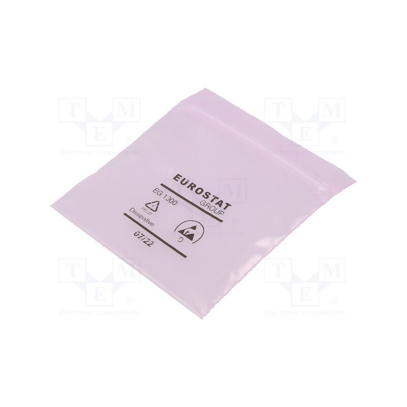 100 pcs x EUROSTAT GROUP - 20-014-0002 - Protection bag, ESD, L: 80mm, W: 76mm, Thk: 90um, Closing: self-seal