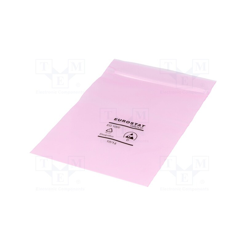 100 pcs x EUROSTAT GROUP - 20-012-0406 - Protection bag, ESD, L: 152mm, W: 102mm, Thk: 90um, polyetylene, pink