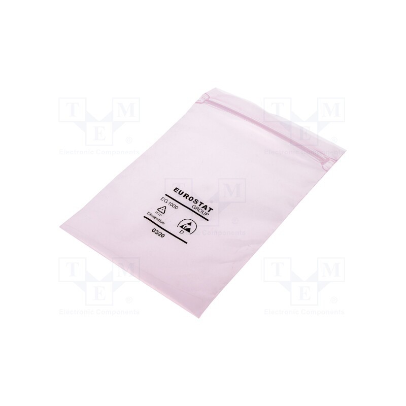 100 pcs x EUROSTAT GROUP - 20-008-0610 - Protection bag, ESD, L: 254mm, W: 152mm, Thk: 50um, polyetylene, pink