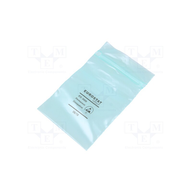 100 pcs x EUROSTAT GROUP - 20-096-0305 - Protection bag, ESD, L: 127mm, W: 76mm, Thk: 75um, Closing: self-seal