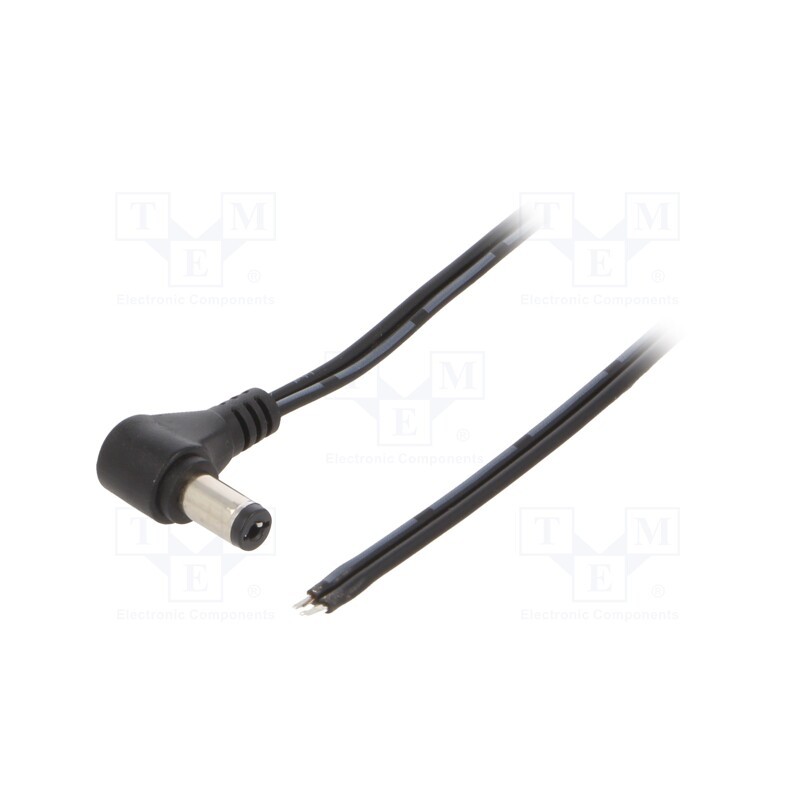 1 pcs x MFG - DC2201.0150E - Cable, 2x0.5mm2, wires,DC 5,5/2,1 plug, angled, black, 1.5m