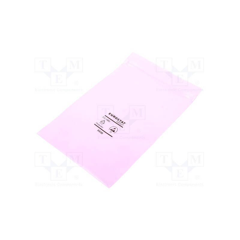 100 pcs x EUROSTAT GROUP - 20-012-0508 - Protection bag, ESD, L: 203mm, W: 127mm, Thk: 90um, polyetylene, pink