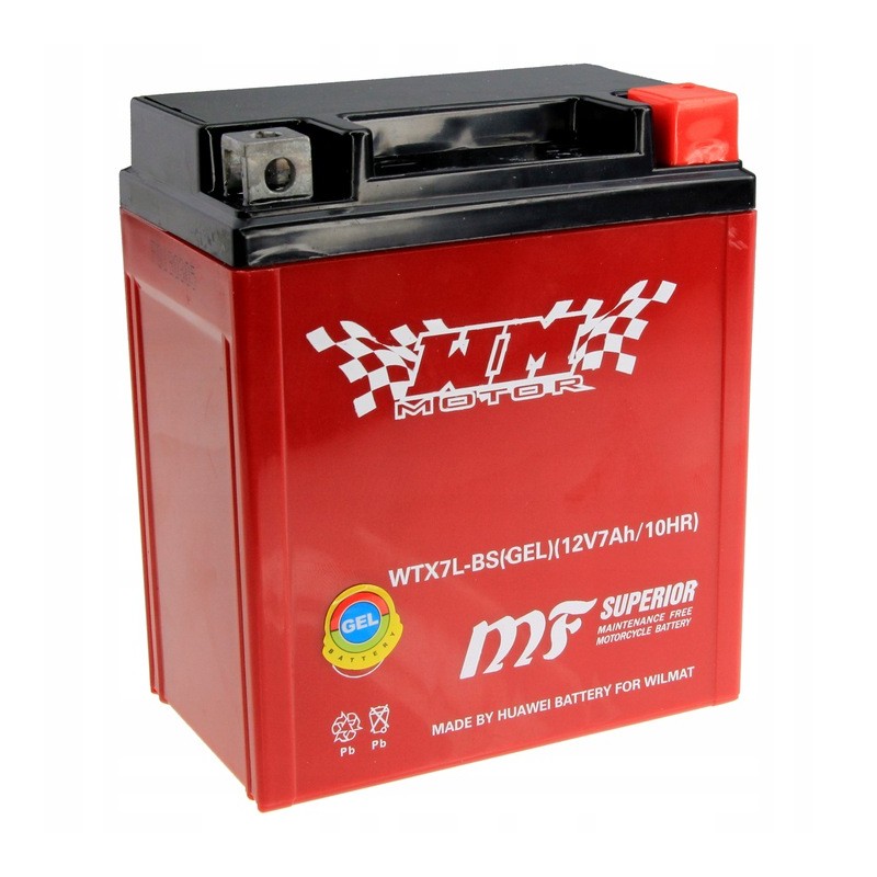 Gel battery 12v 7ah ytx7l bs atv quad bashan