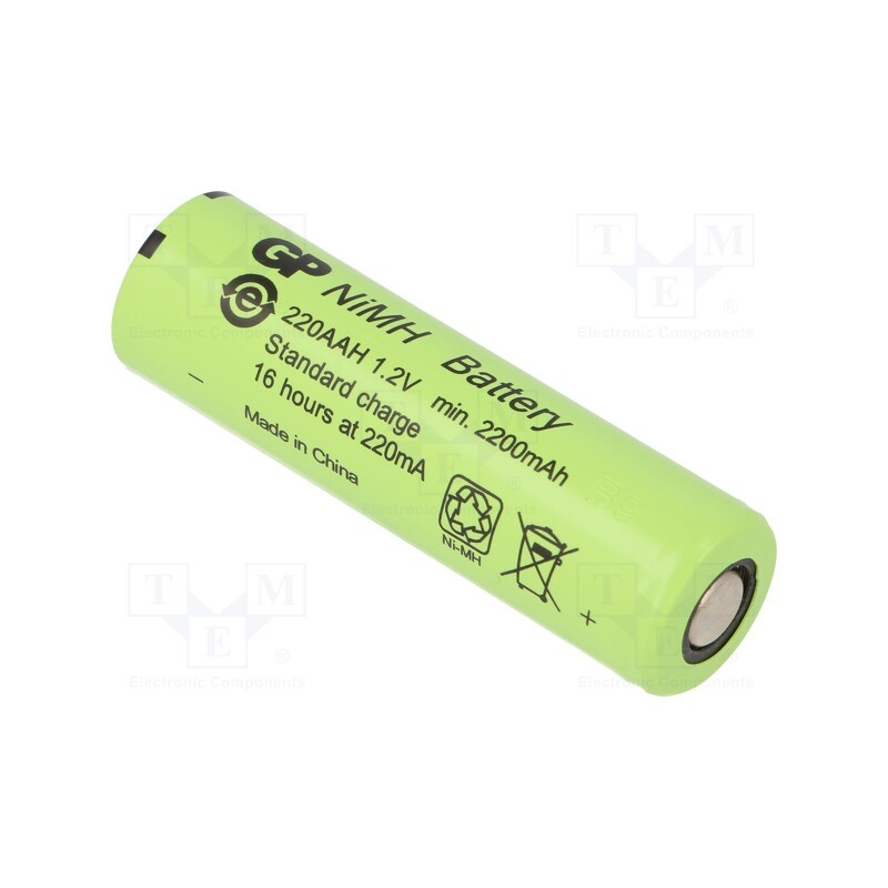 1 pcs x GP - 220AAH-B AA - Re-battery: Ni-MH, AA, 1.2V, 2200mAh, Ø14.5x49.5mm