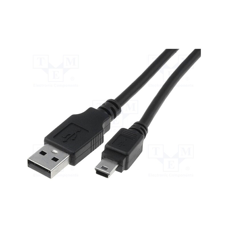 1 pcs x DIGITUS - AK-300108-018-S - Cable, USB 2.0, USB A plug,USB B mini plug, nickel plated, 1.8m