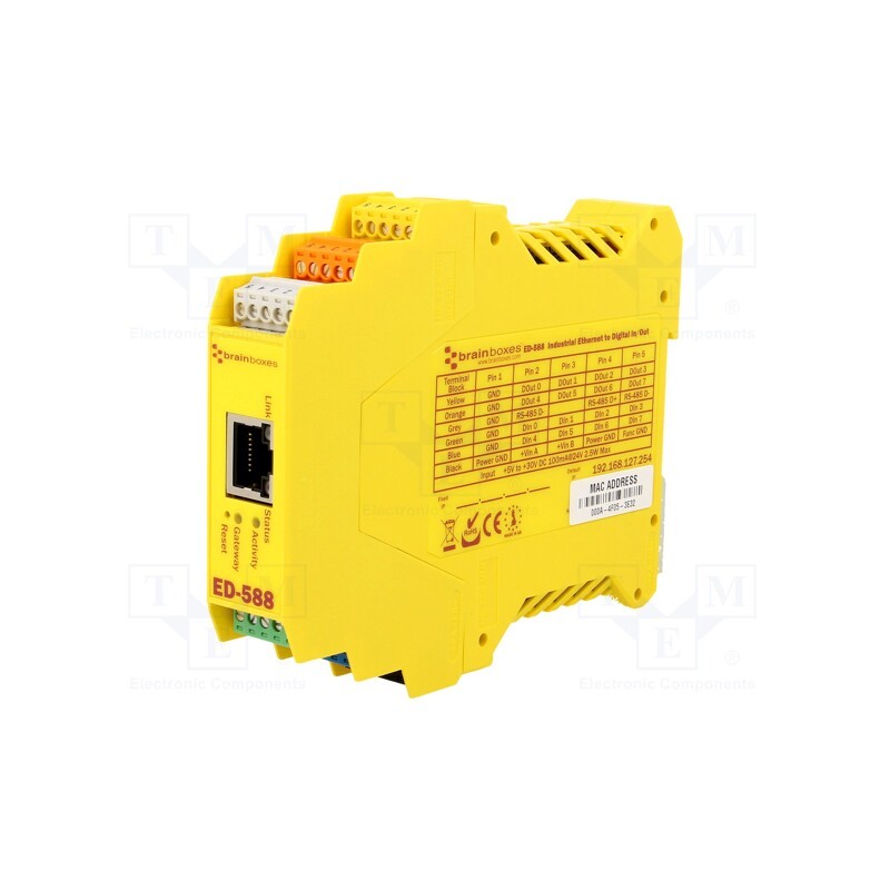 1 pcs x BRAINBOXES - ED-588 - Ethernet gateway, Number of ports: 1, 5÷30VDC, Ethernet, IP20