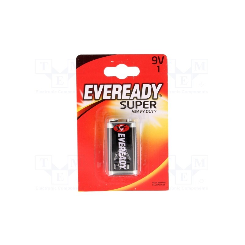 1 pcs x ENERGIZER - 621063 - Battery: zinc-chloride, 9V, 6F22, non-rechargeable, 1pcs.