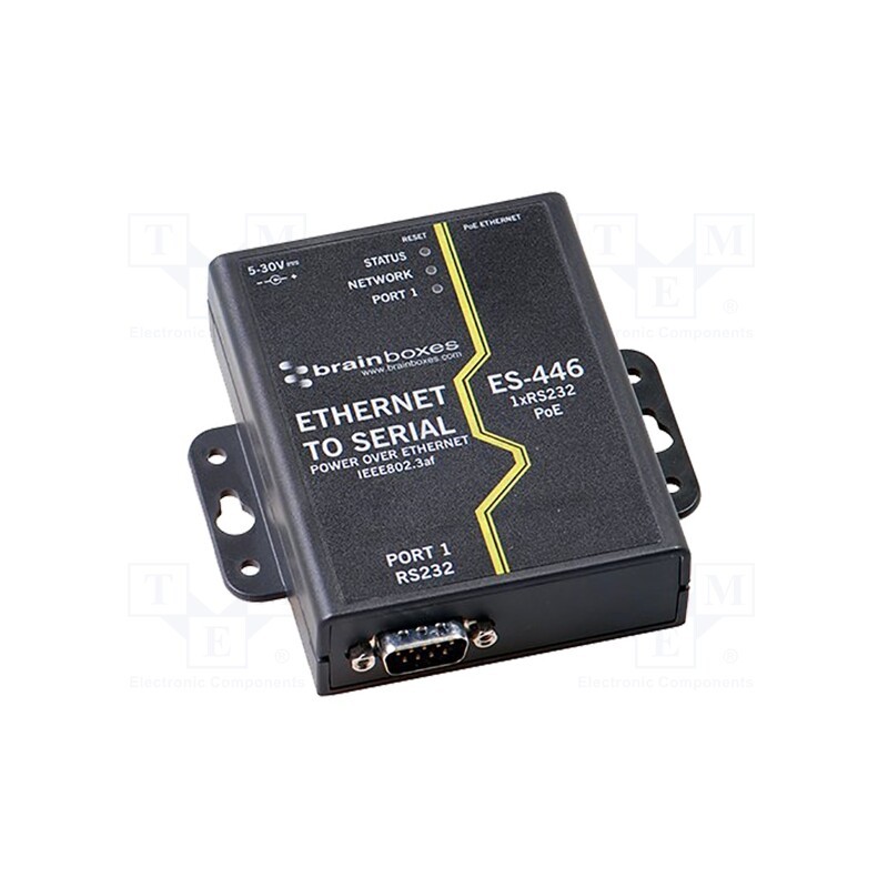 1 pcs x BRAINBOXES - ES-446 - Serial device server, Number of ports: 2, 5÷30VDC, screw type
