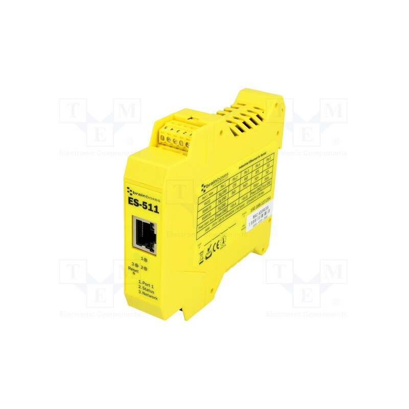1 pcs x BRAINBOXES - ES-511 - Serial device server, Number of ports: 2, 8÷30VDC, RJ45 x1, IP20