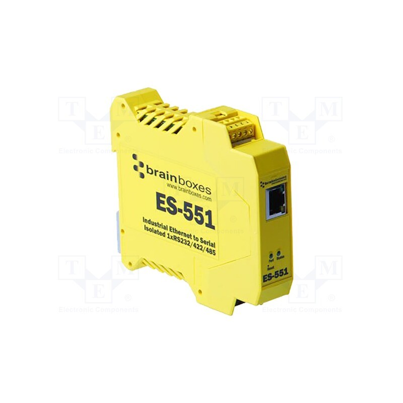 1 pcs x BRAINBOXES - ES-551 - Serial device server, Number of ports: 2, 8÷30VDC, RJ45 x1, IP20