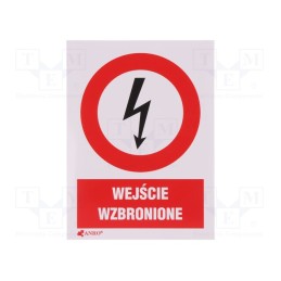 3 pcs x ANRO - 5EZA74/105FS -AS - Safety sign, prohibitory, self-adhesive folie, W: 74mm, H: 105mm