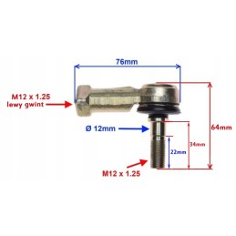 Steering rod end quad atv internal thread l