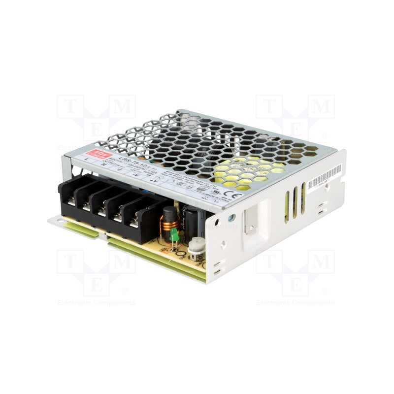 1 pcs x MEAN WELL - LRS-75-12 - Power supply: switched-mode, for building in,modular, 72W, 12VDC