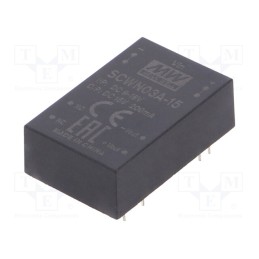1 pcs x MEAN WELL - SCWN03A-15 - Converter: DC/DC, 3W, Uin: 9÷18V, Uout: 15VDC, Iout: 200mA, DIP24