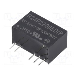 1 pcs x RECOM - R24P22005D/P - Converter: DC/DC, 2W, Uin: 21.6÷26.4V, Uout: 20VDC, Uout2: -5VDC