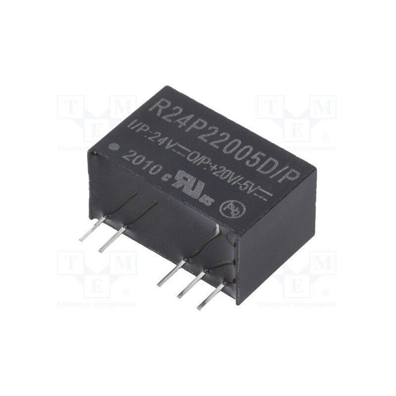 1 pcs x RECOM - R24P22005D/P - Converter: DC/DC, 2W, Uin: 21.6÷26.4V, Uout: 20VDC, Uout2: -5VDC