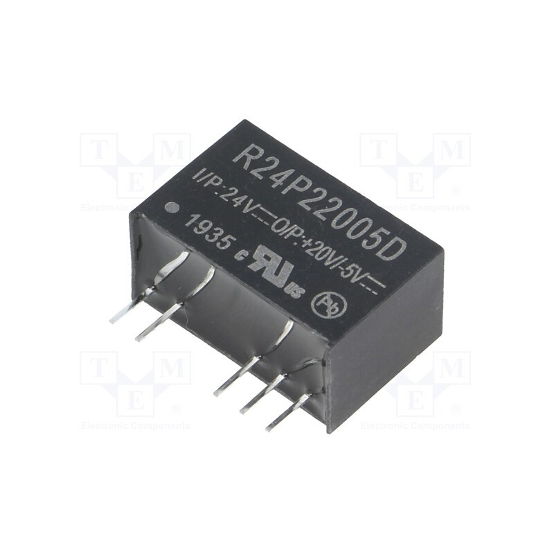1 pcs x RECOM - R24P22005D - Converter: DC/DC, 2W, Uin: 21.6÷26.4V, Uout: 20VDC, Uout2: -5VDC