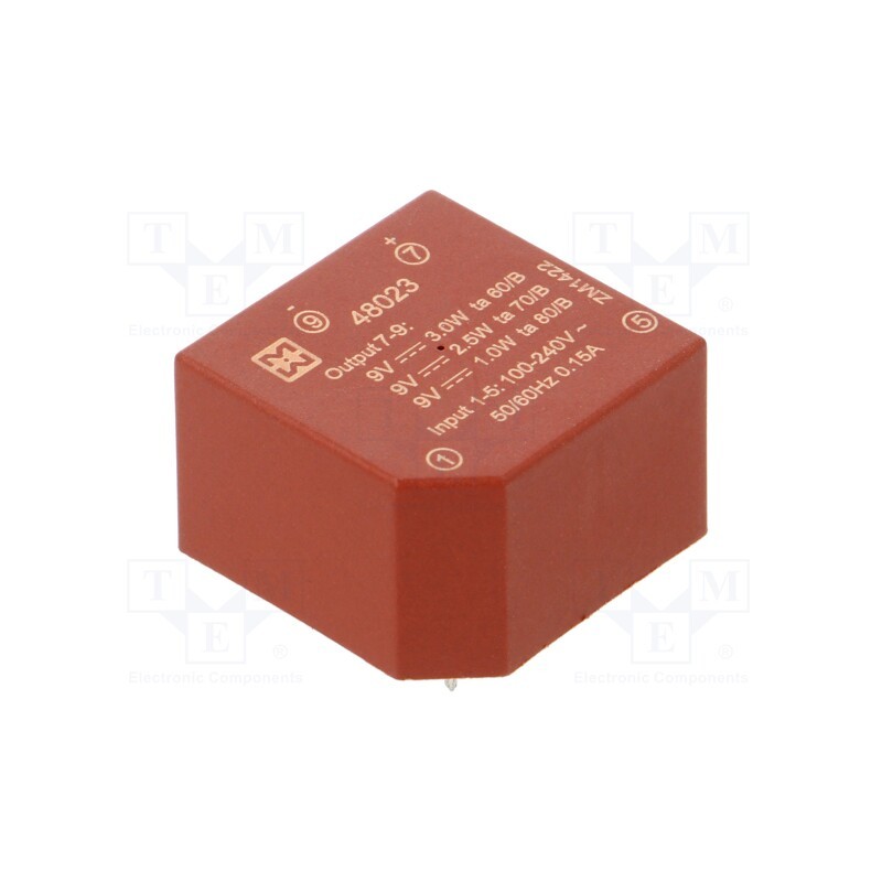 1 pcs x MYRRA - 48023 - Converter: AC/DC, 3W, 85÷265VAC, Usup: 120÷370VDC, Uout: 9VDC, 70%