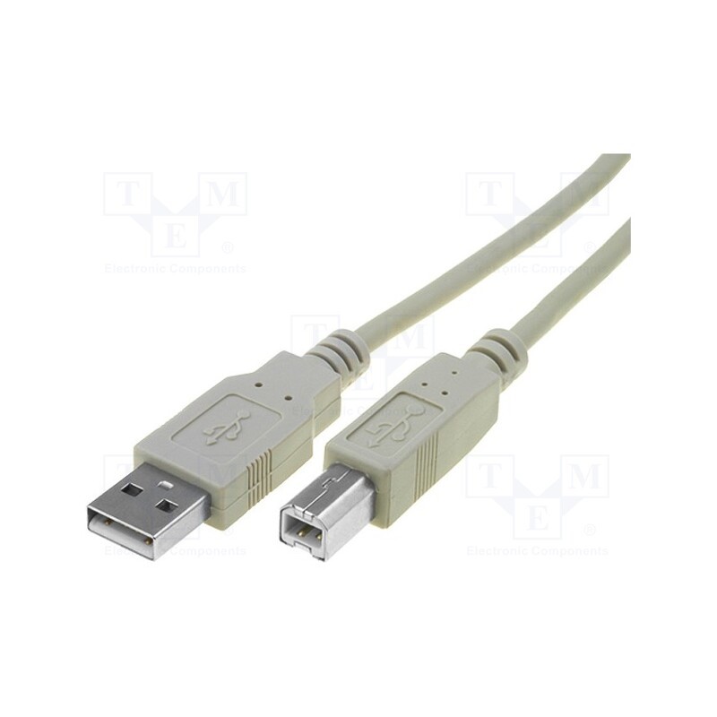 1 pcs x DIGITUS - AK-300102-018-E - Cable, USB 2.0, USB A plug,USB B plug, nickel plated, 1.8m, grey