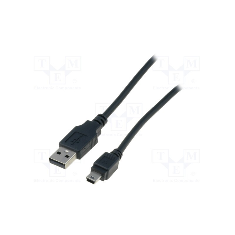 1 pcs x DIGITUS - AK-300108-010-S - Cable, USB 2.0, USB A plug,USB B mini plug, nickel plated, 1m